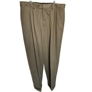 Geoffrey Beene slacks light brown flat front pockets men's 36 x 29